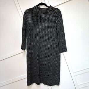 Talbots Heart Pattern High Mock Neck Sweater Sheath Dress Classic Fit Sz: M